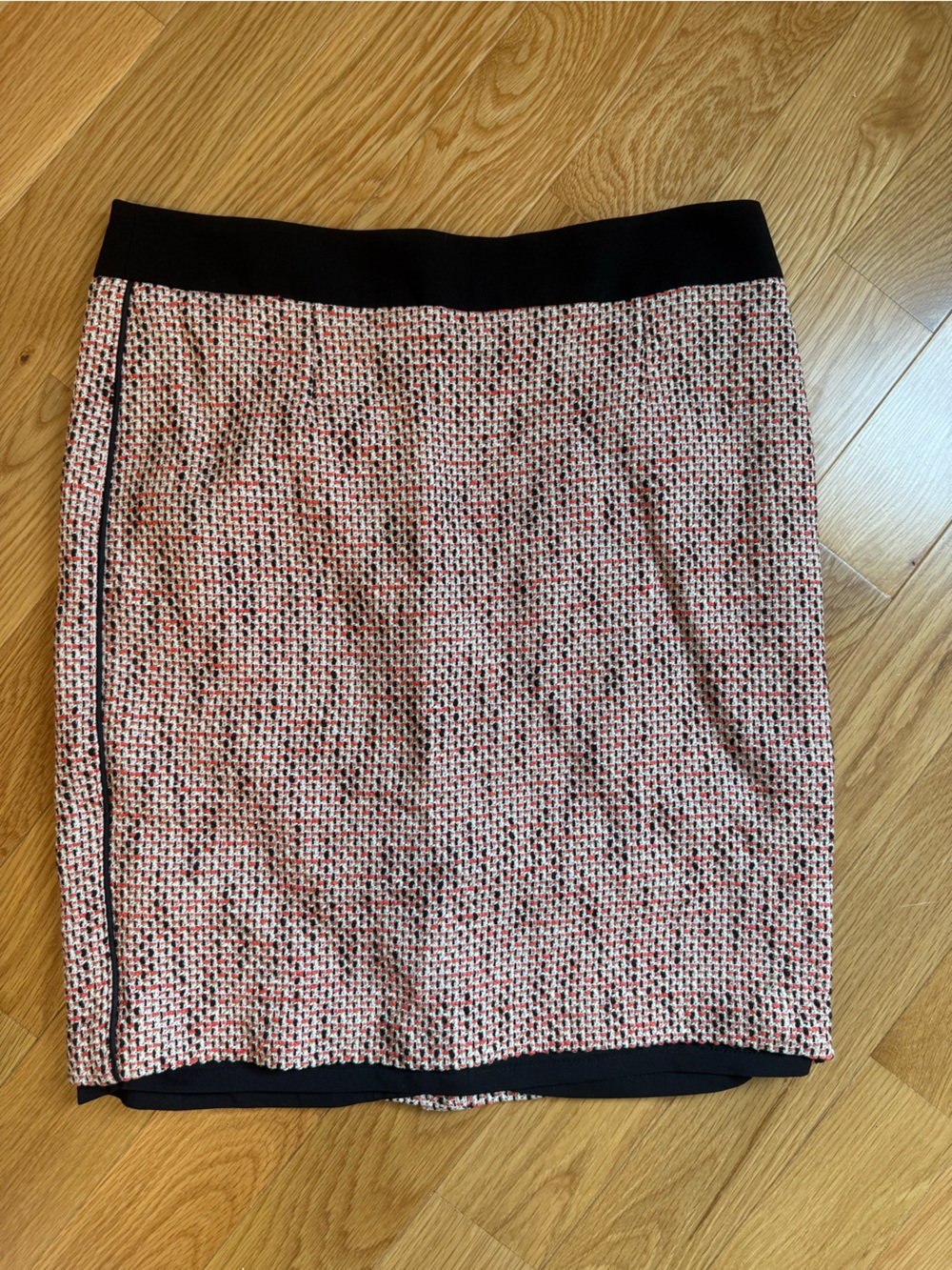 Banana Republic Pink Tweed Pencil Skirt with Black Trim